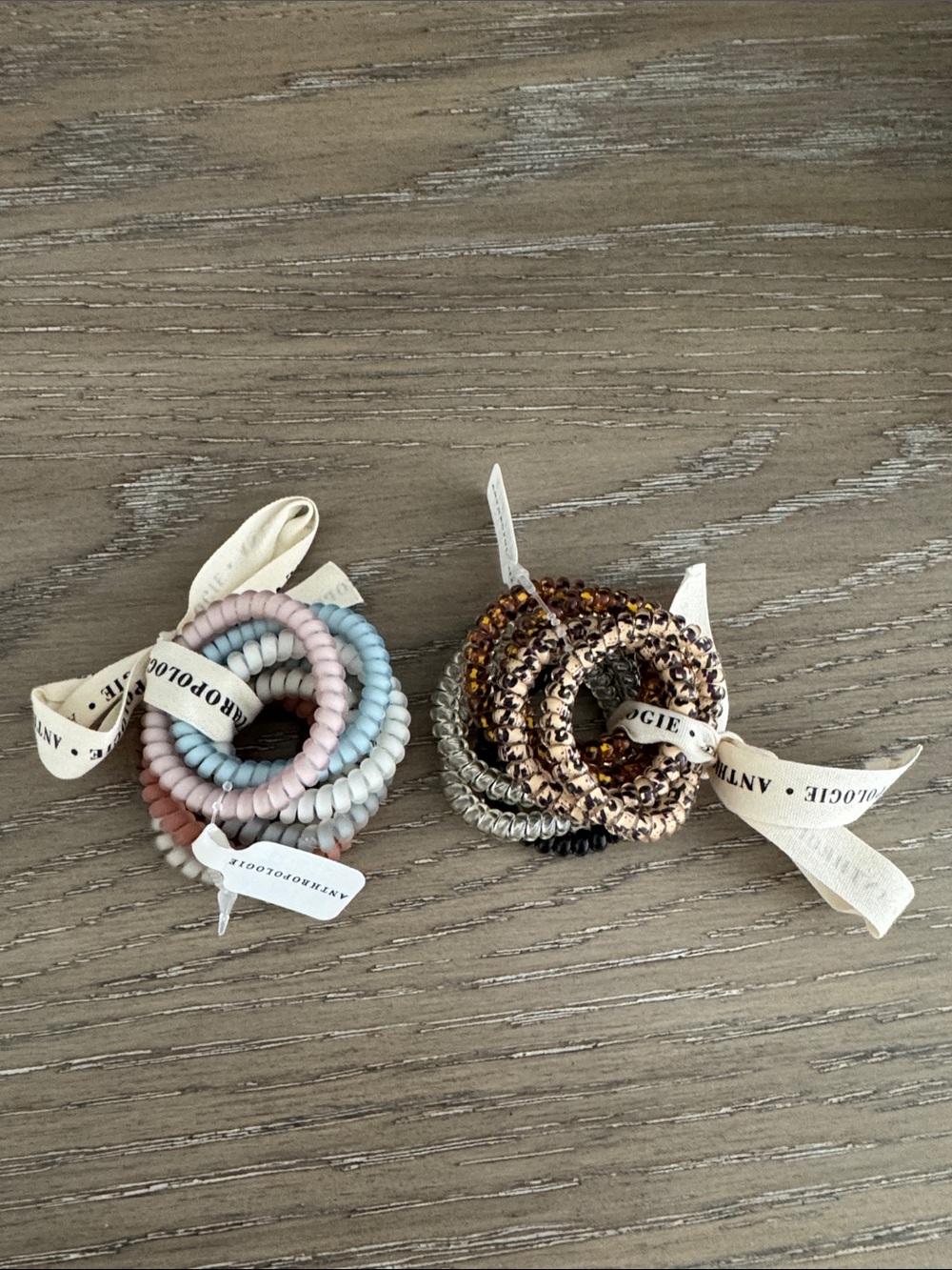 Anthropologie Coiled Hair Tie Set Neutral Rose 16 Total Coils 2 Sets of 8 New - Picture 2 of 6